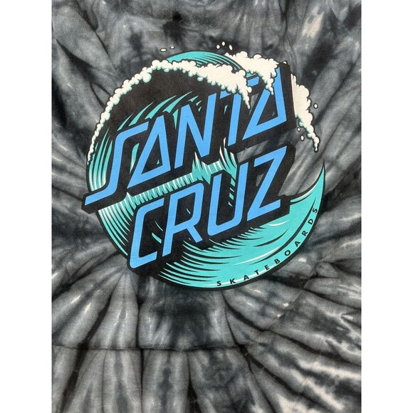 Santa Cruz Skateboards Mens Shirt Tie Dye Blck Gray Skater Tee Waves Logo M - Picture 6 of 10